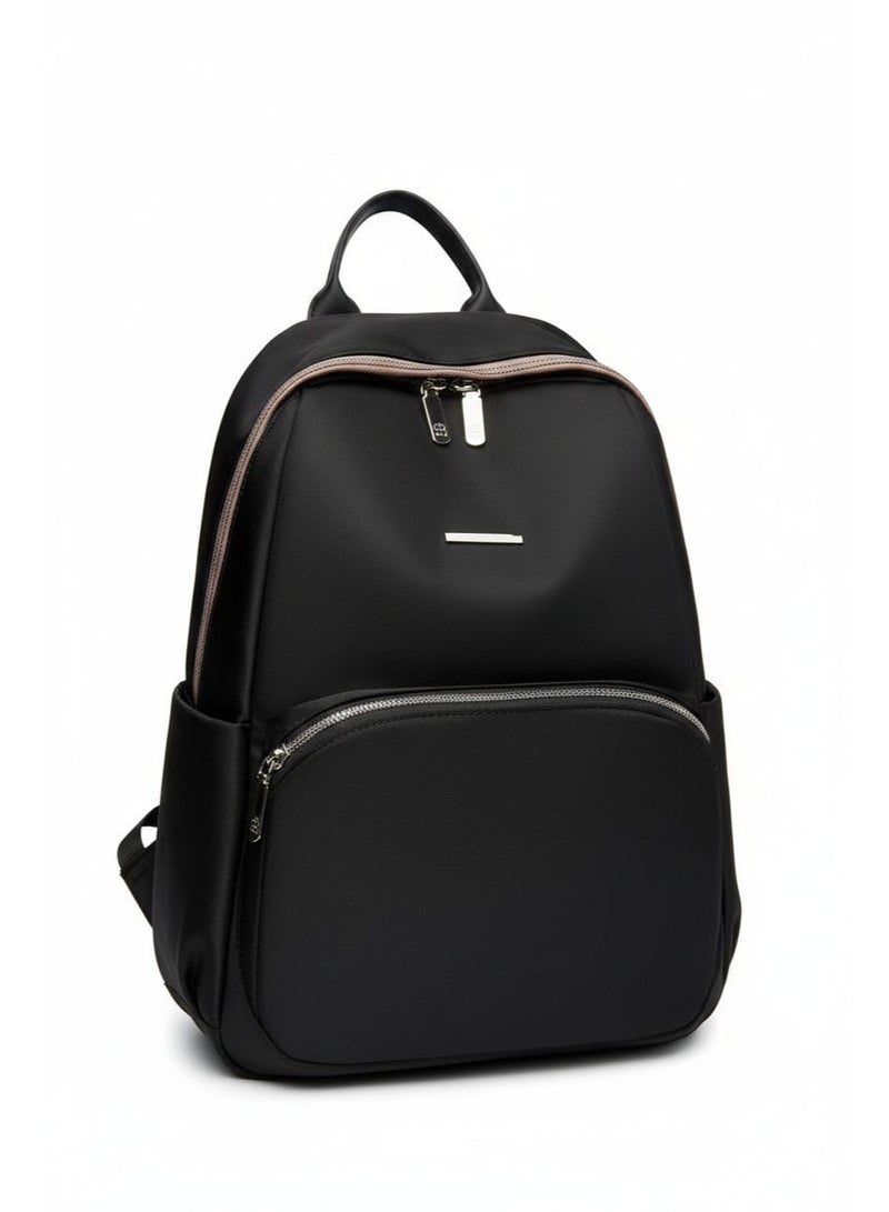 High-quality, imported women's backpack; practical, fashionable, black color; suitable for travel, going out, university, and work.